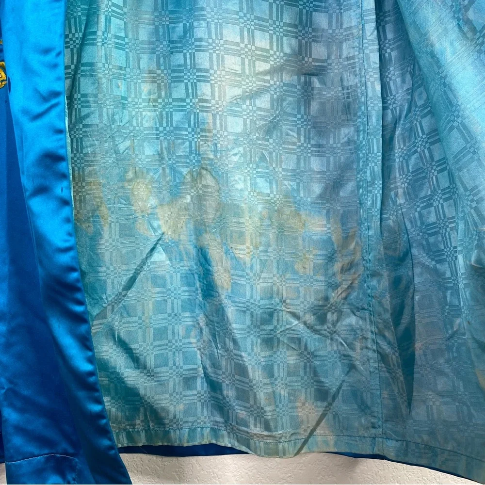 Vintage Mitopa Department Store Blue Satin Dragon Embroidered Asian Robe - Picture 10 of 14